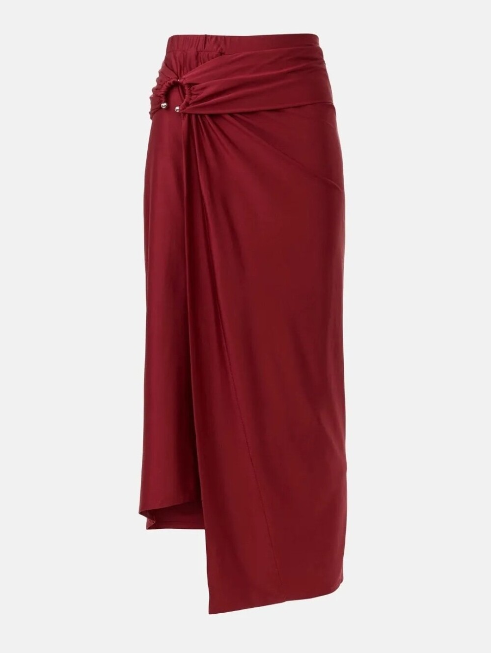 ✨️ Paco Rabanne Draped Asymmetric Knot Skirt - Deep Red